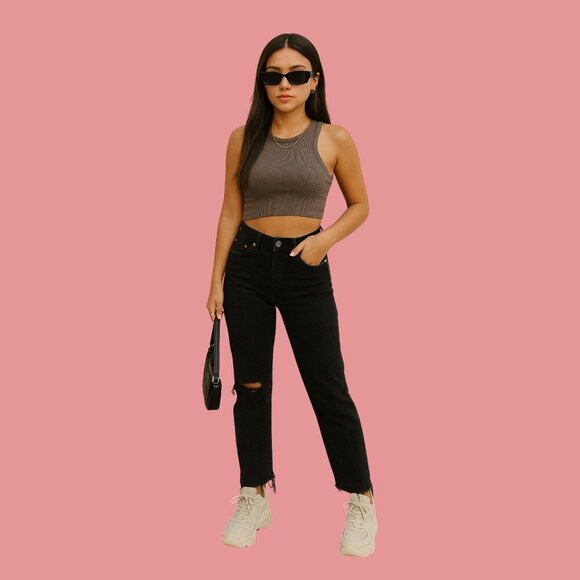 🔥 Levi’s Wedgie Black Distressed Straight Leg Jeans – Size 29 🔥 - Picture 1 of 11